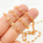 Load image into Gallery viewer, Peach Moonstone Gold Plated Wire Chain. MS40