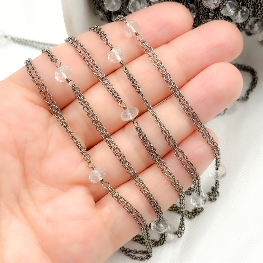 Crystal Double Oxidized Connected Wire Chain. CR17