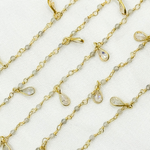 Load image into Gallery viewer, Labradorite & CZ Dangle Gold Plated Wire Chain. LAB40