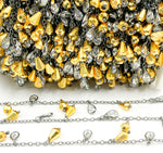 Load image into Gallery viewer, Golden Pyrite Drop & CZ Pear Shape Dangle Oxidized Wire Chain. PYR31