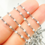 Load image into Gallery viewer, White Moonstone Oxidized Wire Chain. WMS26