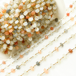 Load image into Gallery viewer, Coated Multi Moonstone Gold Plated Wire Chain