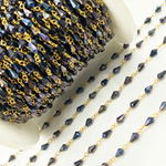 Load image into Gallery viewer, Coated Black Spinel Tear Drop Wire Chain.