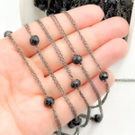 Load image into Gallery viewer, Black Spinel Double Oxidized Connected Wire Chain.