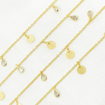 Load image into Gallery viewer, CZ49. CZ Pear Shape & Disc Alternate Dangle Wire Chain