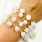 Load image into Gallery viewer, White Rainbow Moonstone Gold Plated Wire Chain.