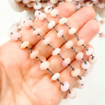 Load image into Gallery viewer, Pink Opal Oxidized Wire Chain