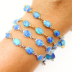 Load image into Gallery viewer, Created Blue Opal Oval Shape Connected Chain. CBO10
