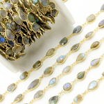 Load image into Gallery viewer, Labradorite Pear and Circle Shape Bezel Chain. LAB56