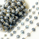 Load image into Gallery viewer, Coated Labradorite Round Shape Gold Plated Wire Chain. CLB41