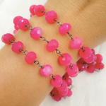 Load image into Gallery viewer, Pink Chalcedony Oxidized Wire Chain. PCL18