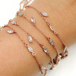 Load image into Gallery viewer, Cubic Zirconia Marquise Shape Dangle & Connected Wire Chain. CZ38
