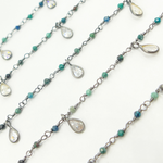 Load image into Gallery viewer, Chrysocolla & CZ Dangle Oxidized Wire Chain. CHR27