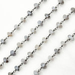 Load image into Gallery viewer, Coated Moonstone Oxidized Wire Chain. CMS44