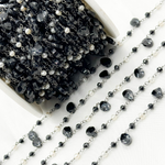 Load image into Gallery viewer, Black Spinel & Pearl Oxidized Wire Chain. PRL13