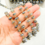 Load image into Gallery viewer, Coated Labradorite Rondel Smooth Gold Plated Wire Chain. CLB43