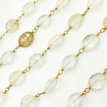 Load image into Gallery viewer, Aquamarine Oval Gold Plated Wire Chain.