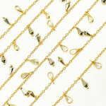 Load image into Gallery viewer, Steel Pyrite Drop & CZ Pear Shape Dangle Oxidized Wire Chain.