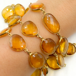 Load image into Gallery viewer, Hydro Quartz Citrine Organic Shape Bezel Gold Plated Wire Chain. HQ5
