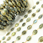 Load image into Gallery viewer, Labradorite Oval Shape Gold Plated Wire Chain. LAB79
