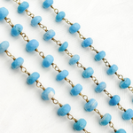 Load image into Gallery viewer, Turquoise Rondel Shape Gold Plated Wire Chain. TRQ49