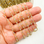 Load image into Gallery viewer, Coated Labradorite & Round CZ Wire Wrap Chain made with Gold Plated 925 Sterling Silver. CLB25