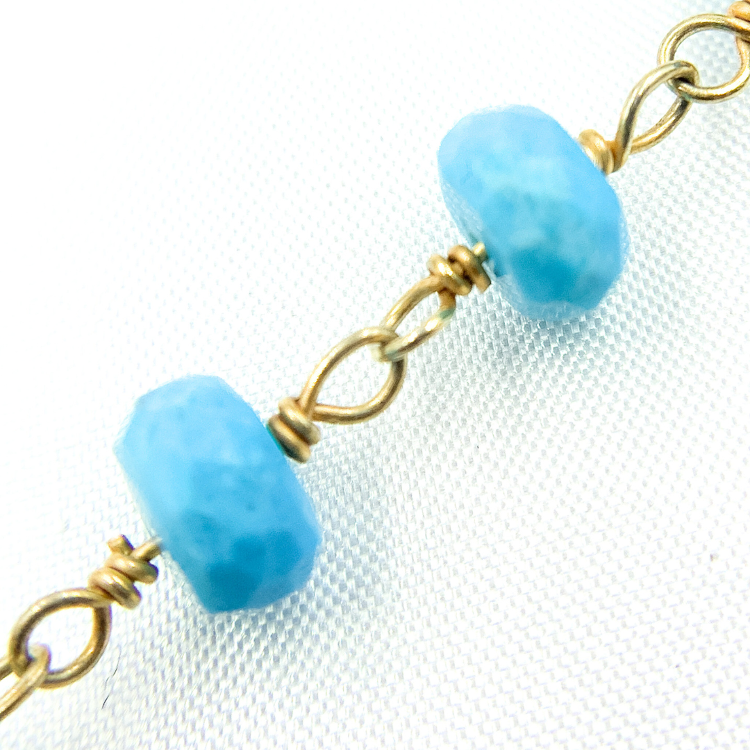Turquoise Gold Plated Wire Chain. TRQ38