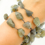 Load image into Gallery viewer, Labradorite Organic Shape Oxidized Wire Chain. LAB95