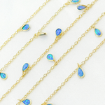 Load image into Gallery viewer, Created Blue Opal Tear Drop Shape Dangle Chain. CBO5
