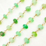 Load image into Gallery viewer, Chrysoprase Smooth Gold Plated Wire Chain. CHR20

