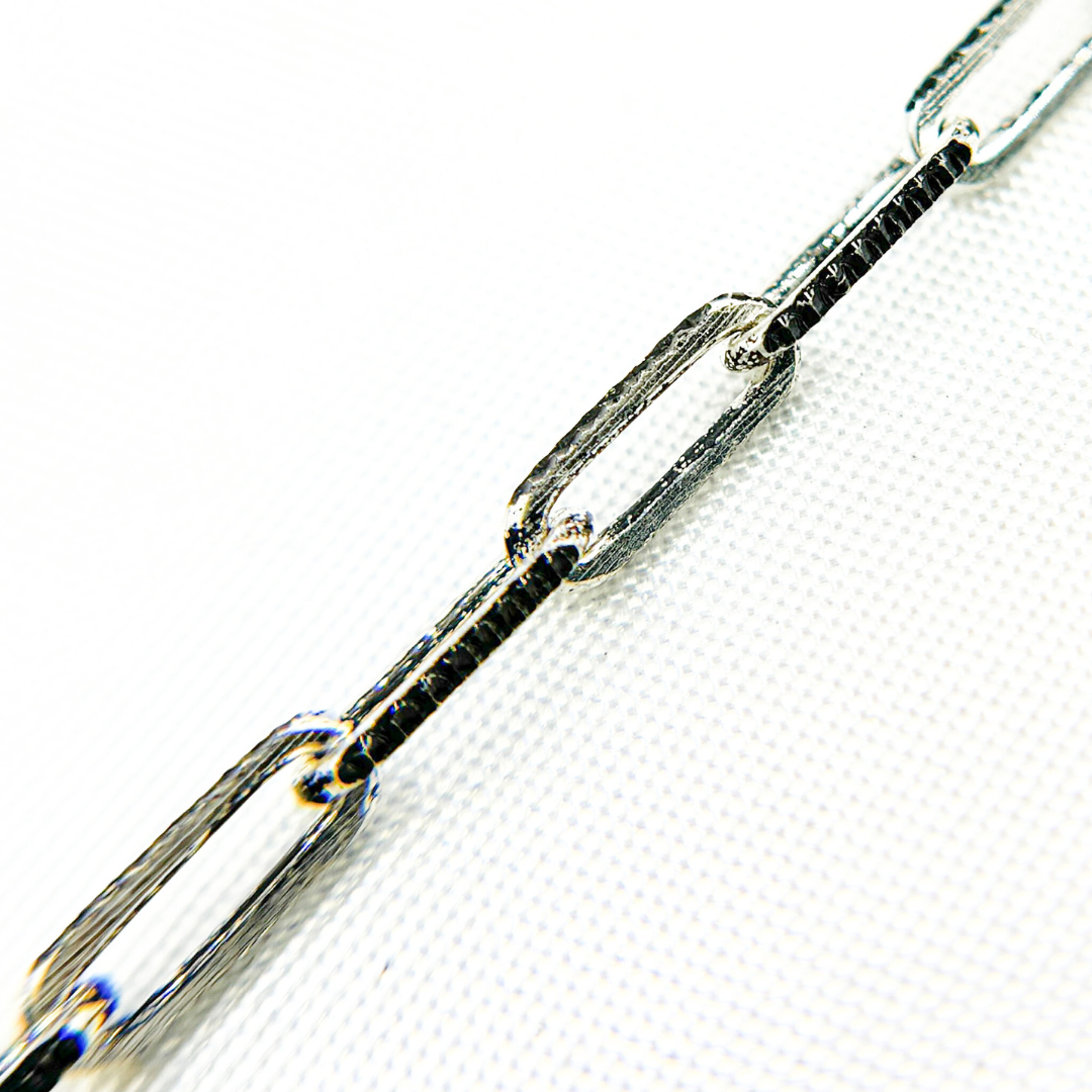Two Tone Black Rhodium and 925 Sterling Silver Paperclip Chain. Z112SB
