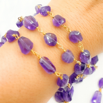 Load image into Gallery viewer, Amethyst Organic Shape Gold Plated Wire Chain