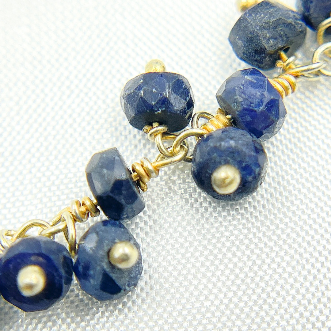 Dyed Blue Sapphire Cluster Dangle Gold Plated Wire Chain. SAP10
