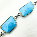 Load image into Gallery viewer, Turquoise Rectangle Shape Bezel Oxidized 925 Sterling Silver Wire Chain. TRQ3