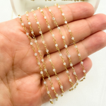 Load image into Gallery viewer, Moonstone Wire Wrap Chain made with Gold Plated 925 Sterling Silver. MS37