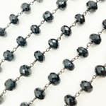Load image into Gallery viewer, Black Spinel Rondel Faceted Wire Chain. BSP6