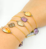 Load image into Gallery viewer, Multi Gemstone Organic Shape Connected Wire Chain. MGS7