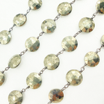 Load image into Gallery viewer, Pyrite Coin Shape Oxidized Wire Chain. PYR46
