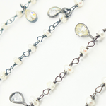 Load image into Gallery viewer, Pearl & CZ Dangle Oxidized Wire Chain. PRL10