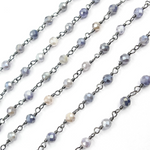 Load image into Gallery viewer, Coated Blue Moonstone Black Rhodium 925 Sterling Silver Wire Chain. CMS53