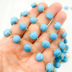 Load image into Gallery viewer, Turquoise Coin Shape Gold Plated Wire Chain. TRQ24