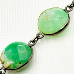 Load image into Gallery viewer, Chrysoprase Round Shape Bezel Oxidized Wire Chain. CHR29
