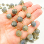 Load image into Gallery viewer, Labradorite Round Shape Gold Plated Wire Chains