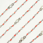 Load image into Gallery viewer, Coral with CZ Oxidized Wire Chain. COR14
