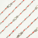 Load image into Gallery viewer, Coral with CZ Oxidized Wire Chain. COR14