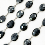 Load image into Gallery viewer, Black Spinel Organic Shape Bezel Oxidized Wire Chain. BSP63
