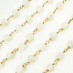 Load image into Gallery viewer, White Rainbow Round Moonstone Gold Plated Wire Chain. MS51