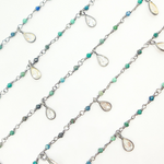 Load image into Gallery viewer, Chrysocolla & CZ Dangle Oxidized Wire Chain. CHR27