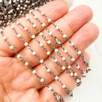 Load image into Gallery viewer, Coral & Round CZ Wire Wrap Chain. COR9