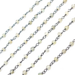 Load image into Gallery viewer, Coated Moonstone Black Rhodium 925 Sterling Silver Wire Chain. CMS52